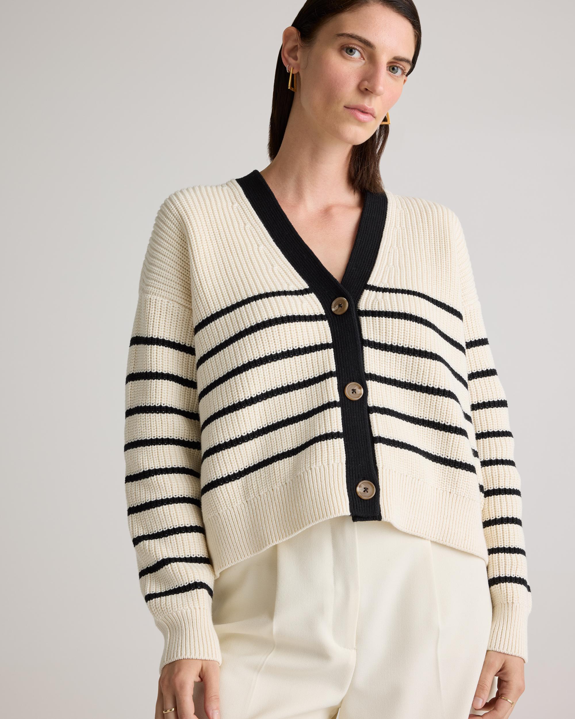 Quince | Women's Fisherman Boxy Cropped Cardigan Sweater Size XL, Organic Cotton Product Image