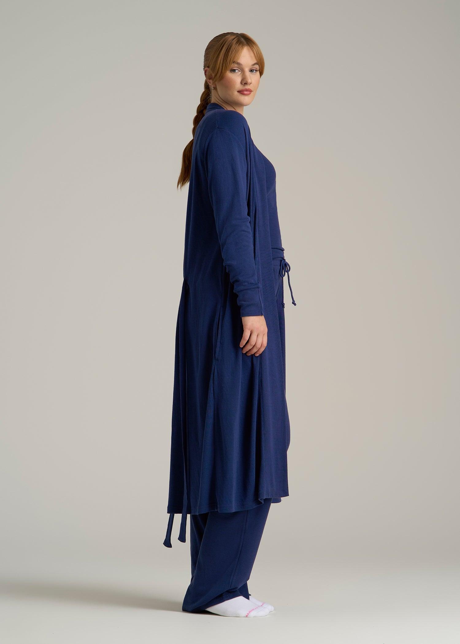 Waffle Lounge Robe for Tall Women in Midnight Blue Female Product Image