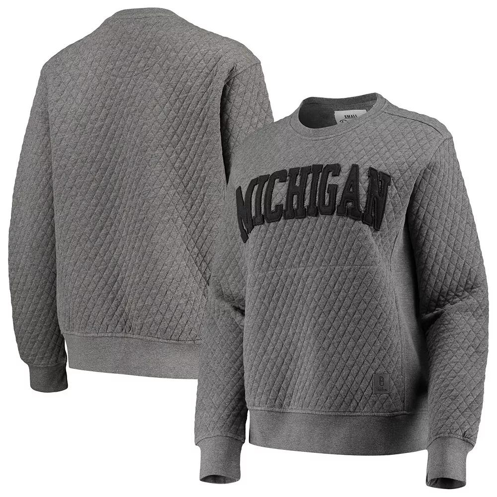 Women's Pressbox Heather Charcoal Michigan Wolverines Moose Quilted Pullover Sweatshirt, Size: Medium, Grey Product Image
