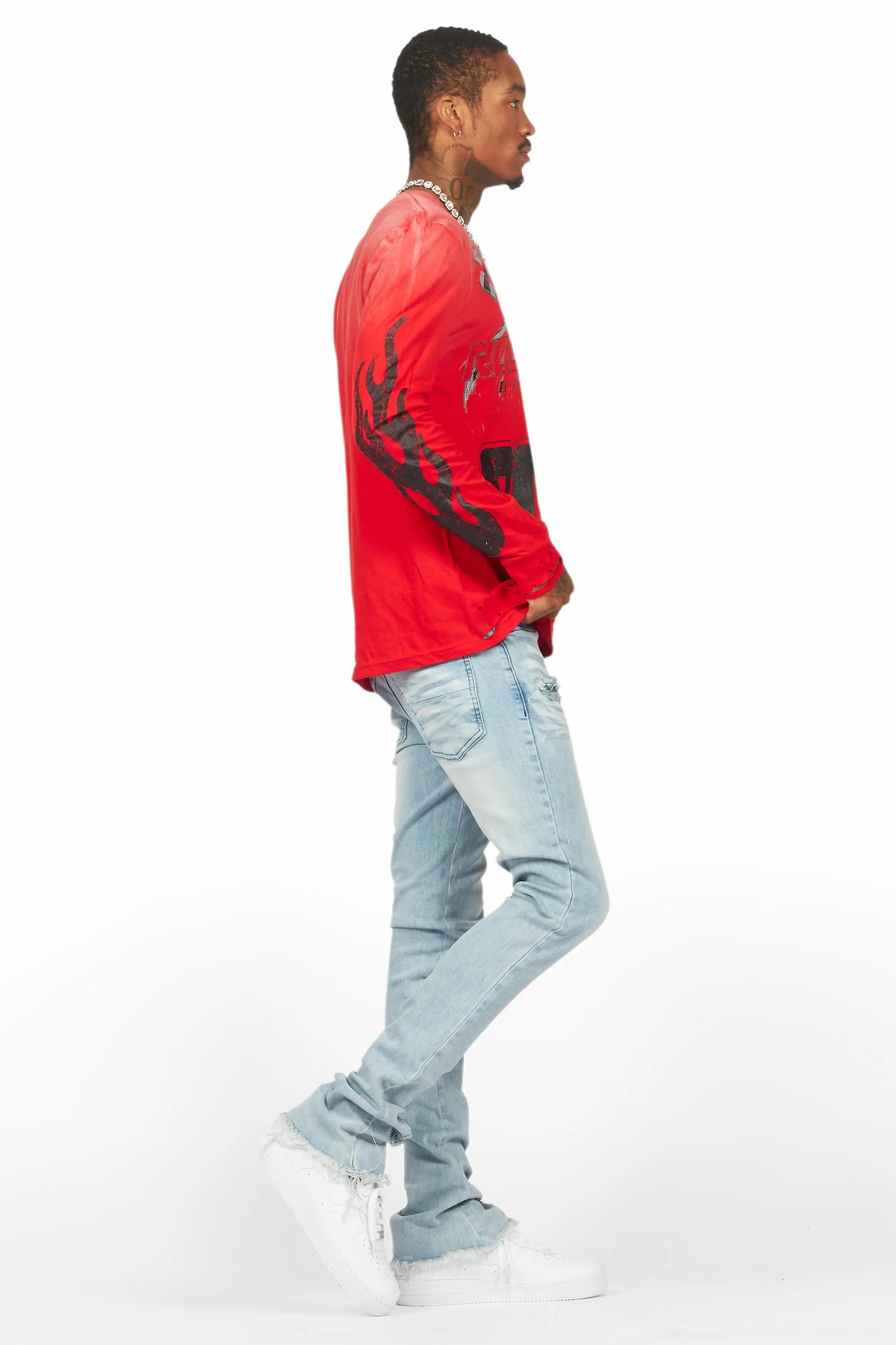 Amos Red Long Sleeve Graphic T-Shirt Male Product Image