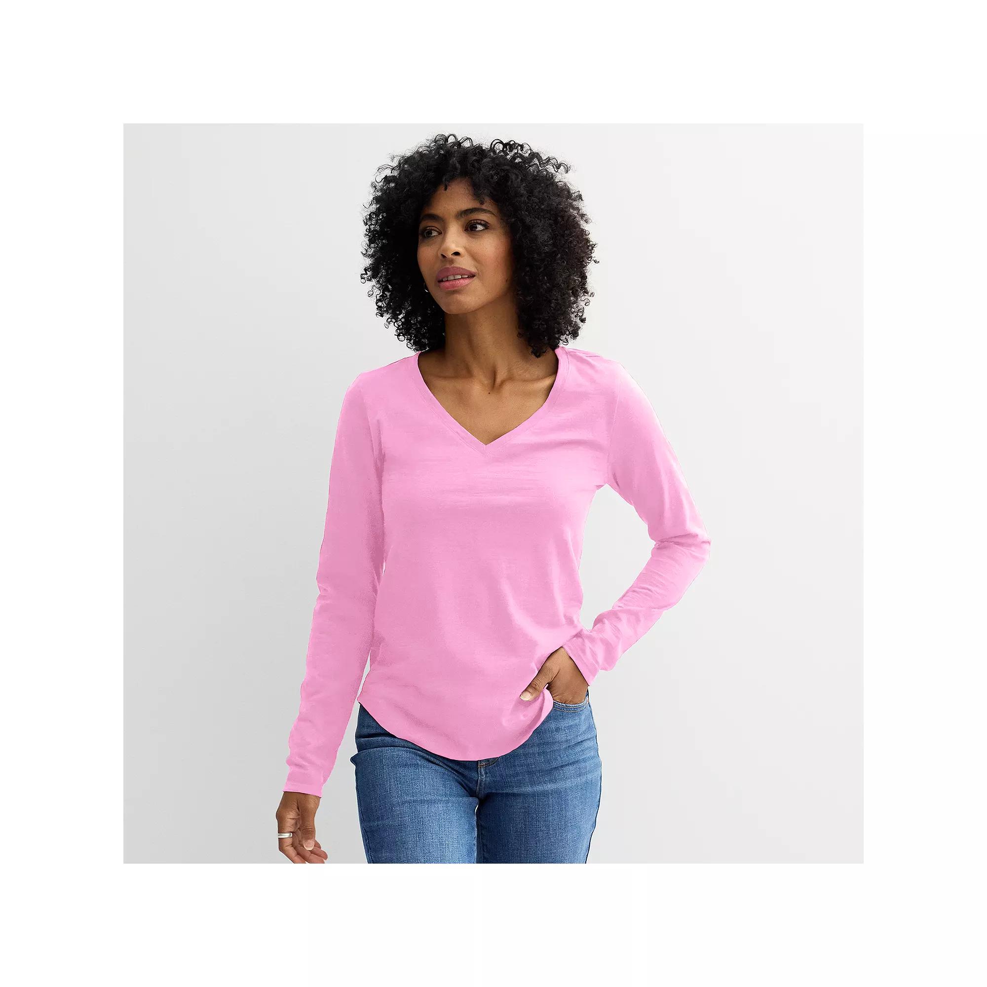 Women's Sonoma Goods For Life® Everyday Long Sleeve V-Neck T-Shirt,  Product Image