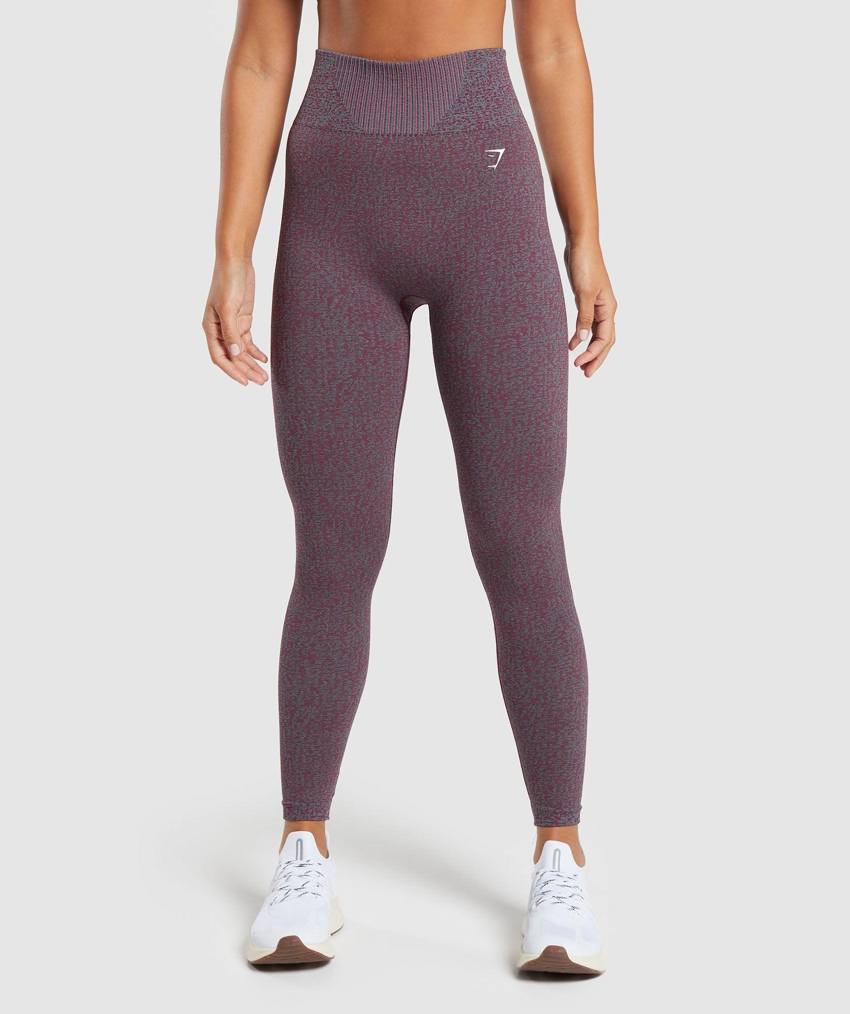 Gymshark Marl Seamless Leggings - Plum Pink Marl/Dark Grey Marl/Plum Pink Female Product Image