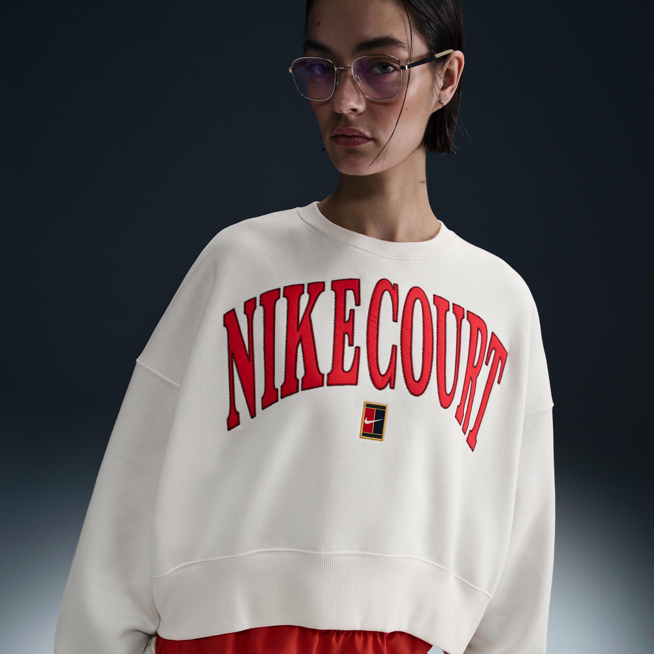 Nike Womens Court Phoenix Fleece Over-Oversized Crew-Neck Tennis Sweatshirt | HQ0351-010 Product Image