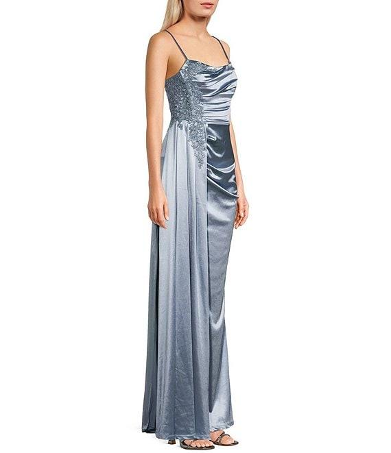 City Vibe Heavy Shiny Knit Scoop Neck Ruched Bodice Dress Product Image