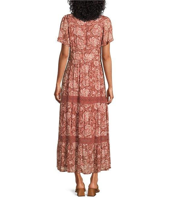 Nurture V-Neck Short Sleeve Trim Maxi Dress Product Image