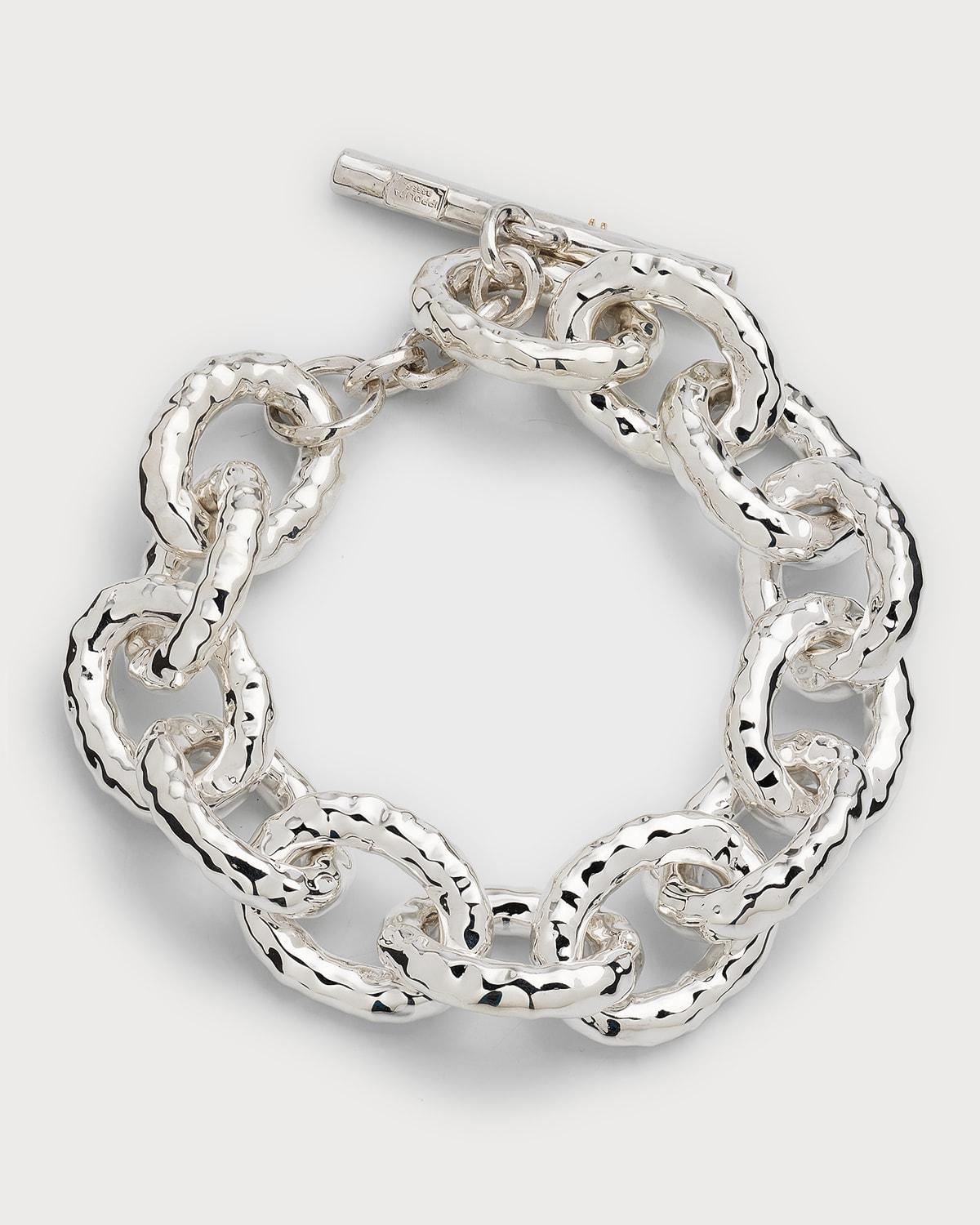 Jumbo Hammered Bastille Link Bracelet in Sterling Silver Product Image