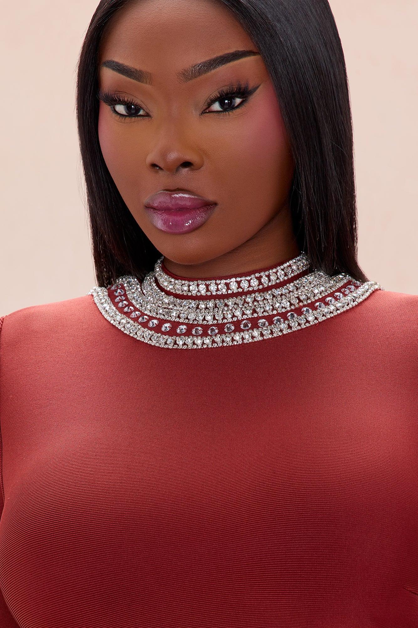 Tatum Backless Rhinestone Bandage Maxi Dress - Copper Female Product Image