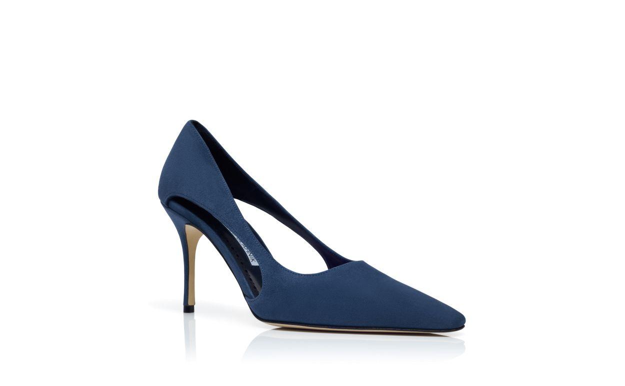 BOUKEFALOS Navy Blue Suede Cut Out Detail Pumps Product Image