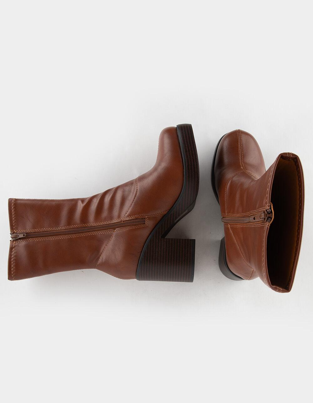 SODA Stretch Faux Leather Womens Boots - COGNAC Product Image