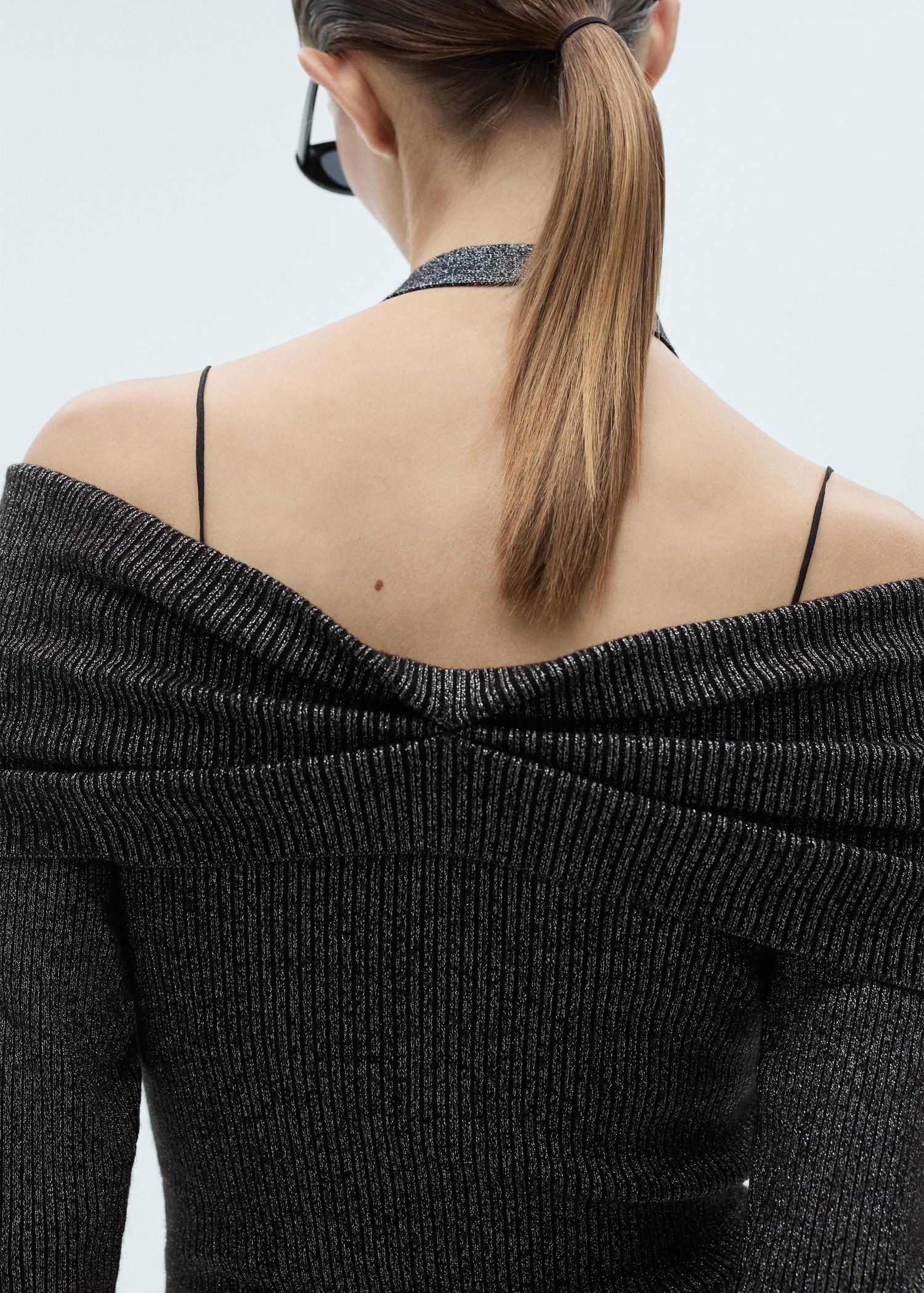 Lurex sweater with bare shoulders - Women | MANGO USA Product Image