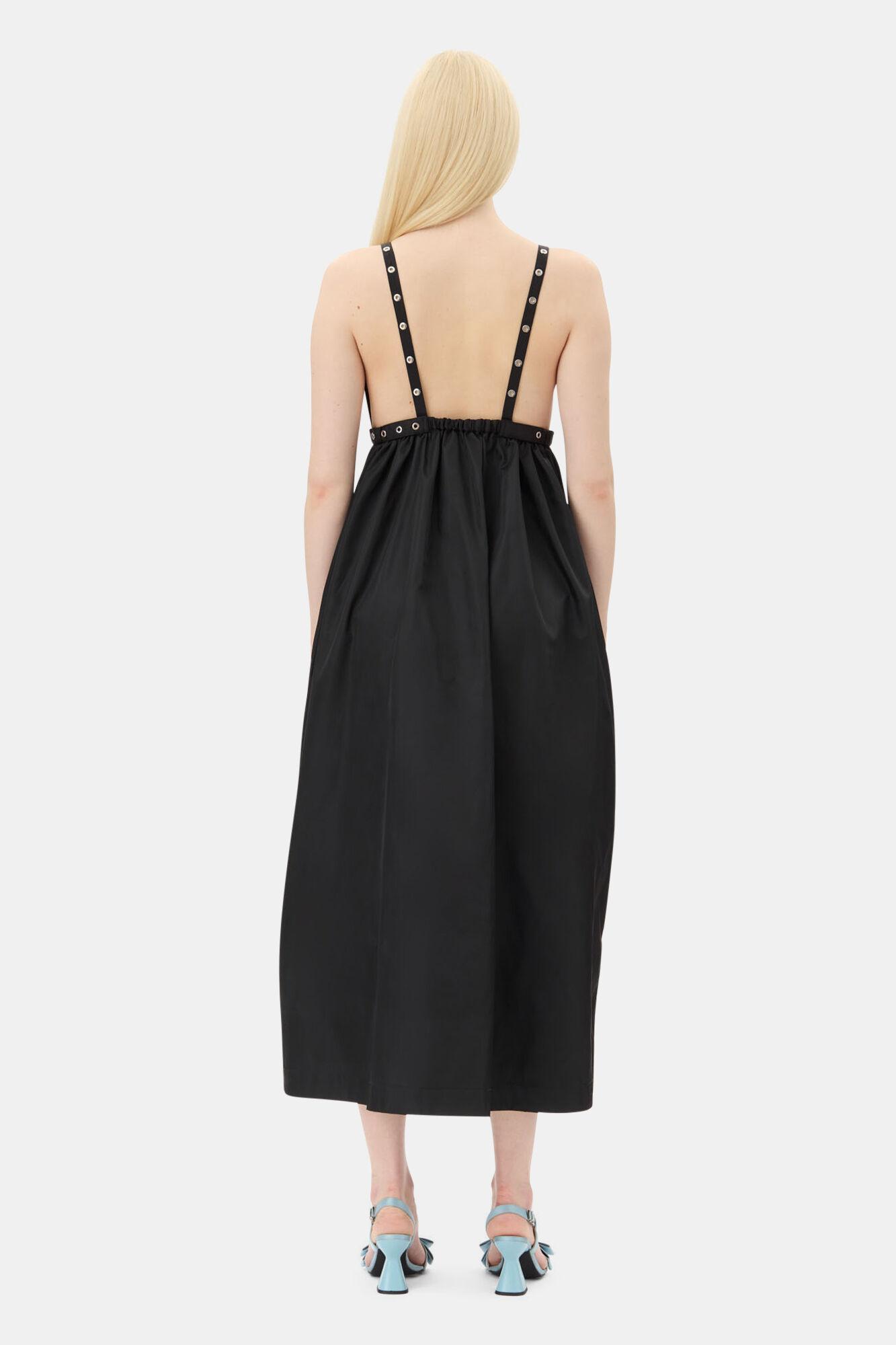 Black Duchesse Nylon Strap Dress Product Image