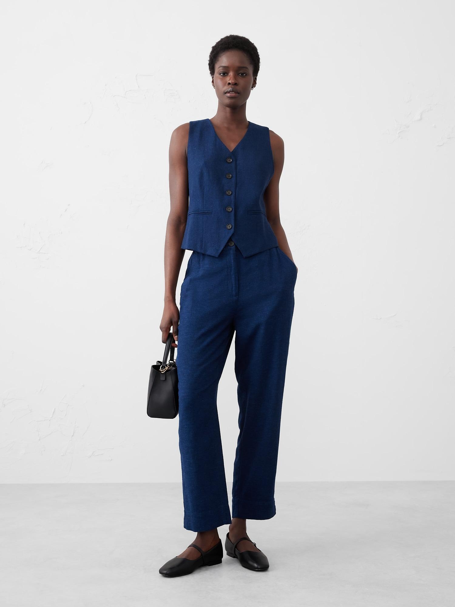 Tapered Linen-Blend Pull-On Pant Product Image