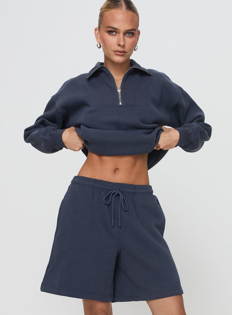 Dream Fleece Longline Shorts Navy Product Image