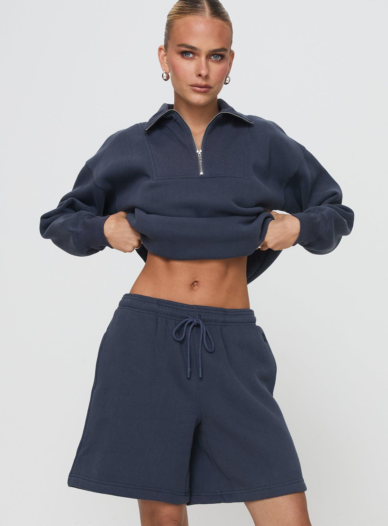 Dream Fleece Longline Shorts Navy Product Image