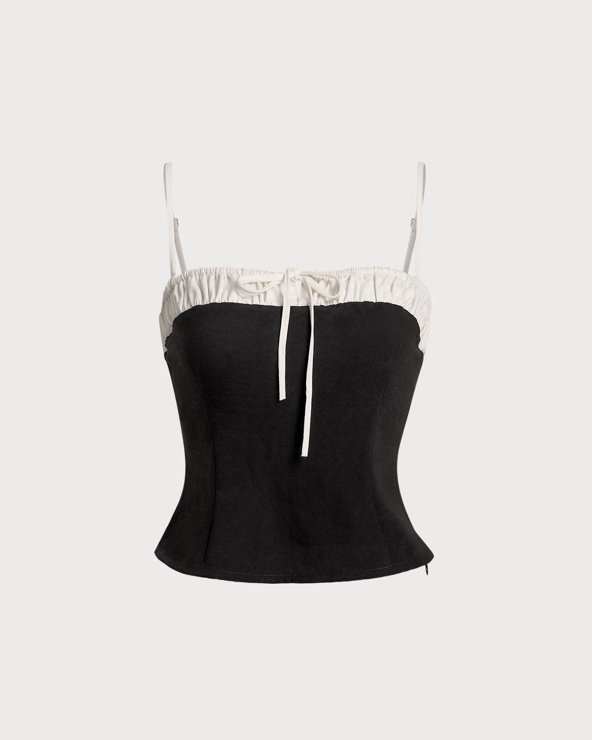Black Contrast Ruched Cami Top Product Image