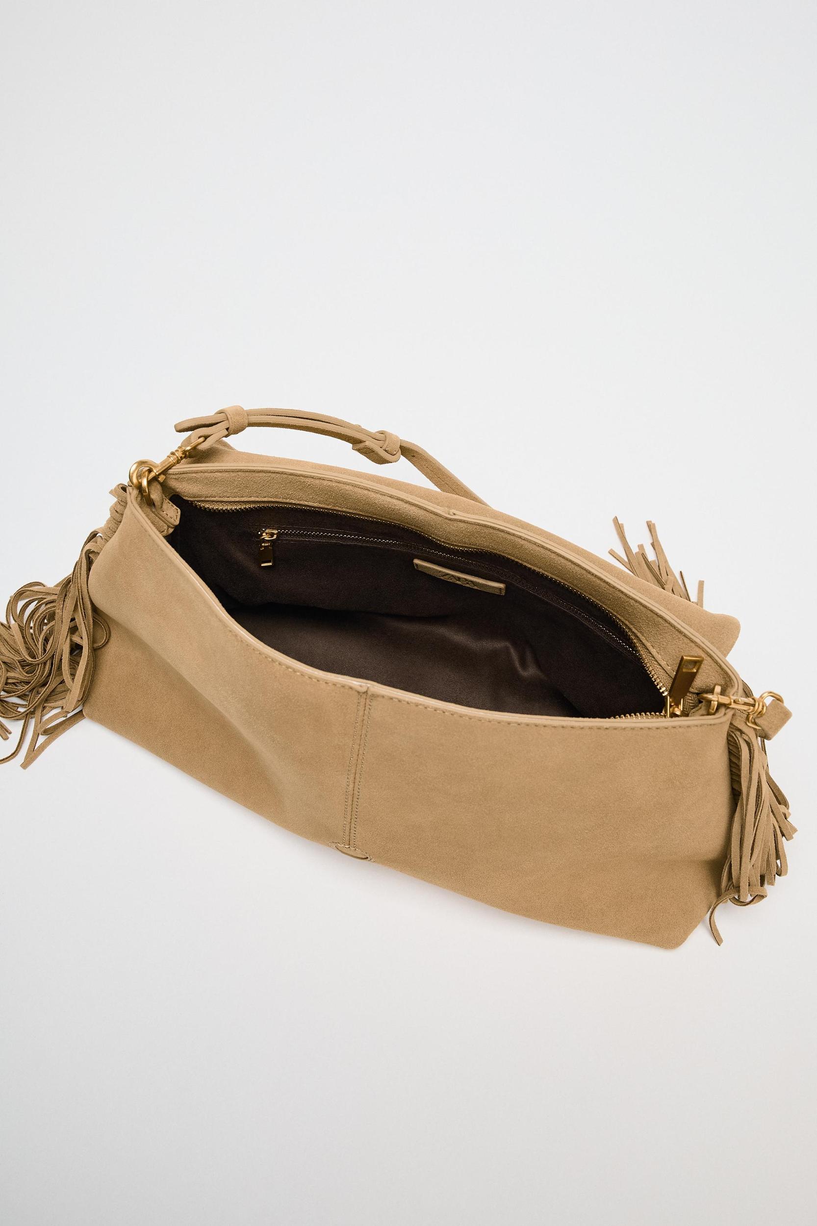 SPLIT LEATHER FRINGED CROSSBODY BAG Product Image