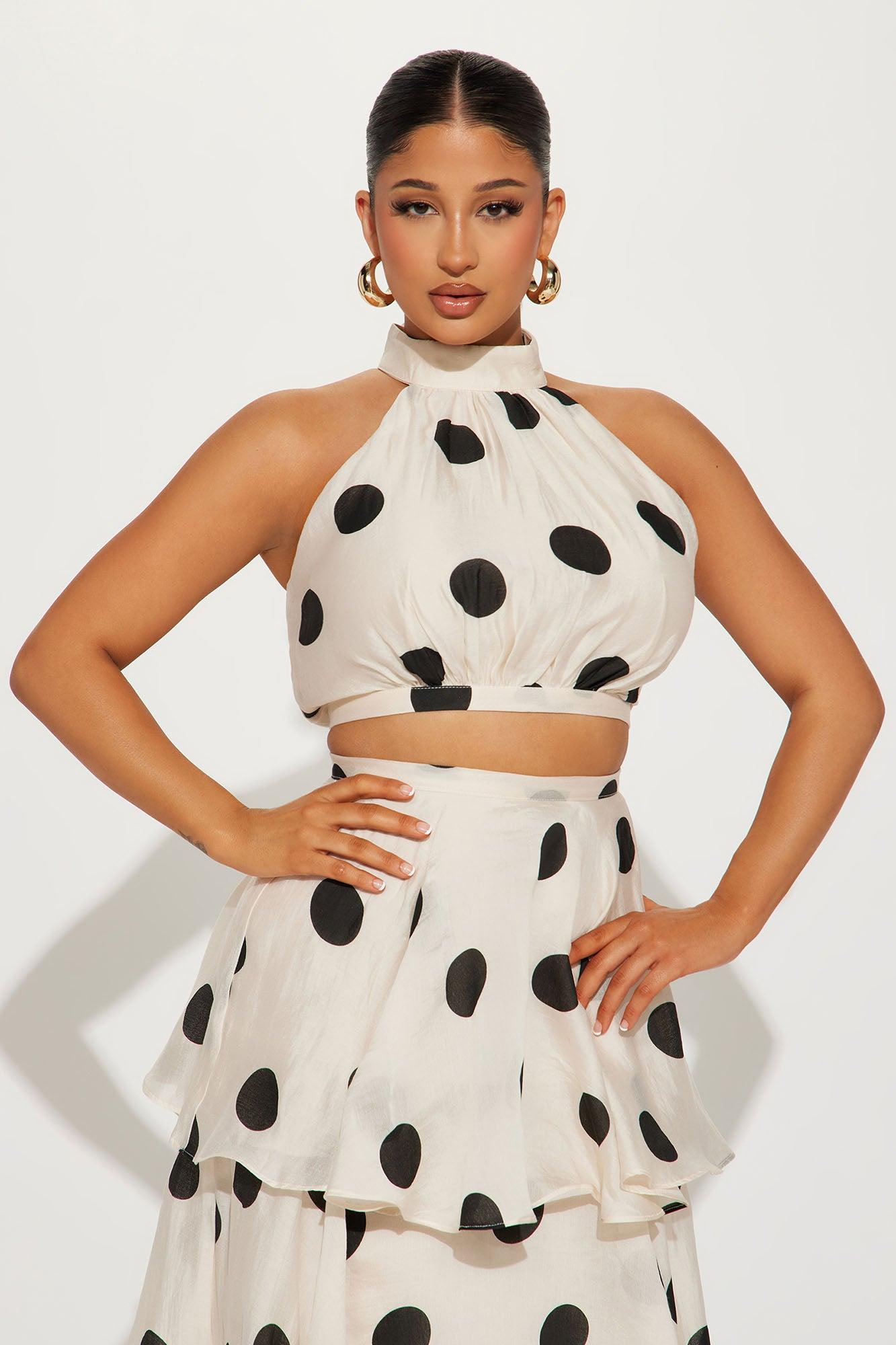 Ava Polka Dot Skirt Set - Cream/combo Product Image