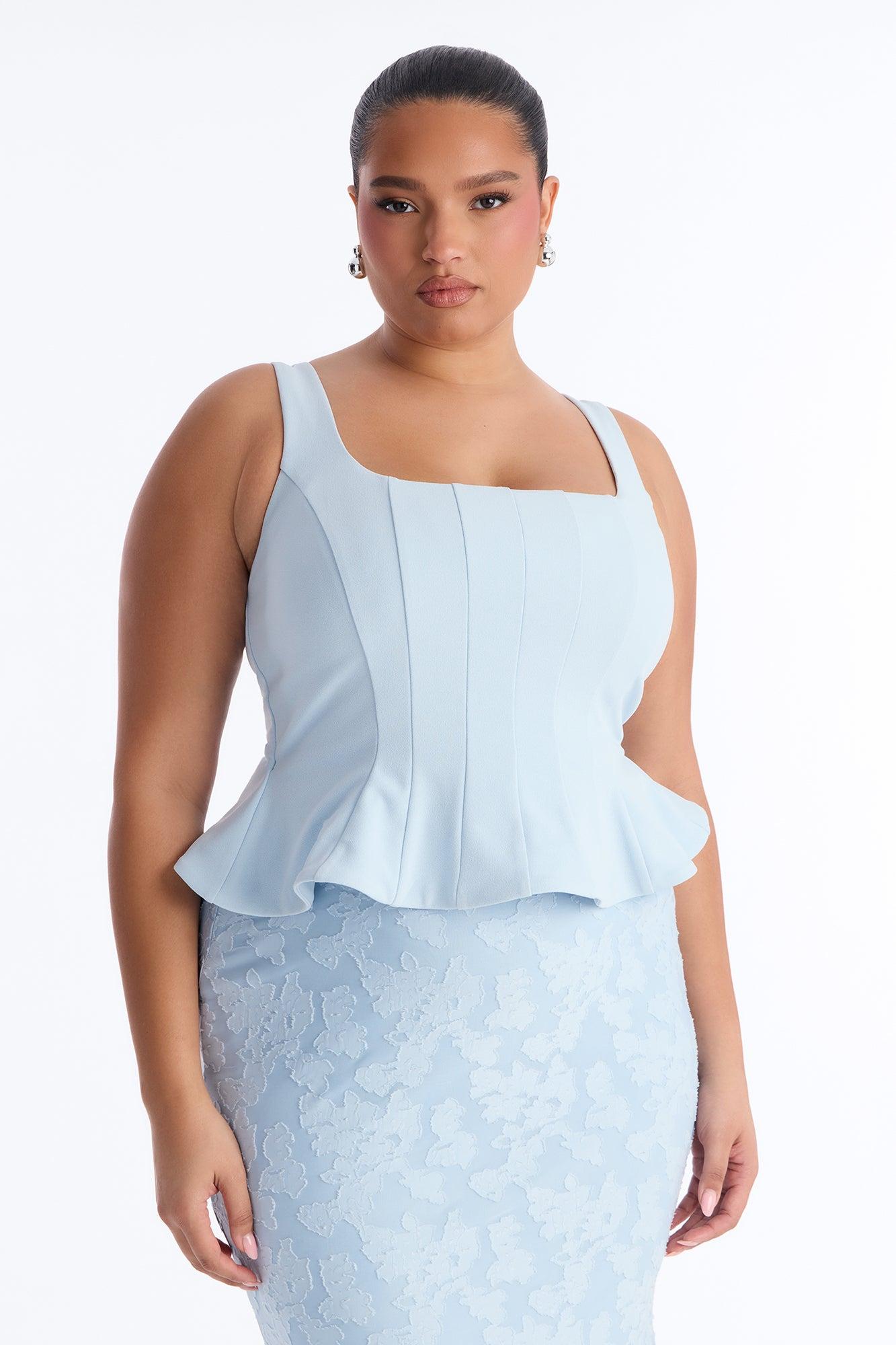 In Bloom Peplum Gown - Light Blue Female Product Image