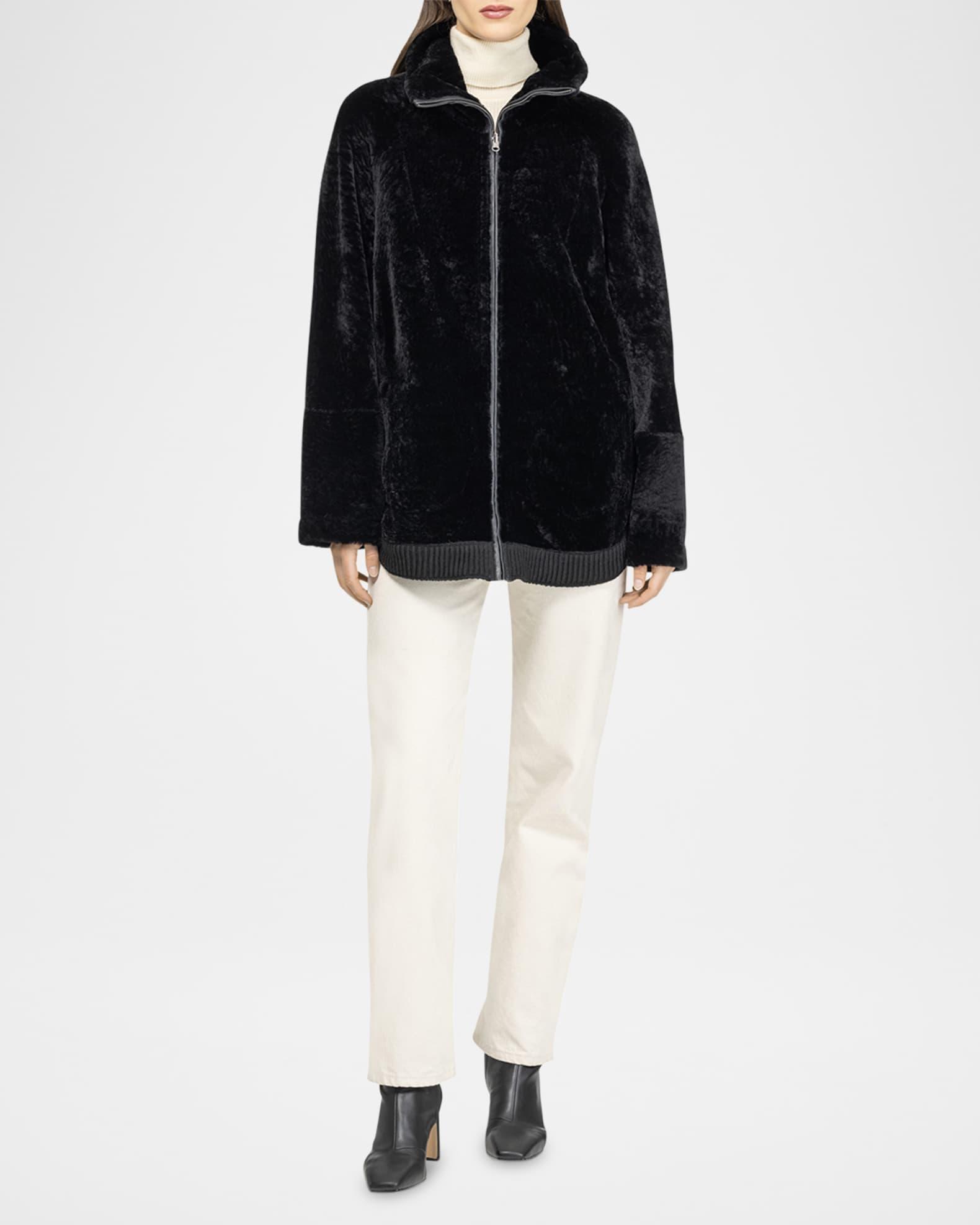 Textured Shearling Lamb Zip Jacket Product Image