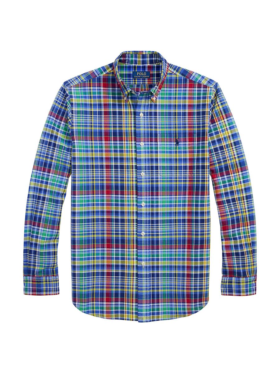 Mens Classic-Fit Plaid Oxford Shirt Product Image