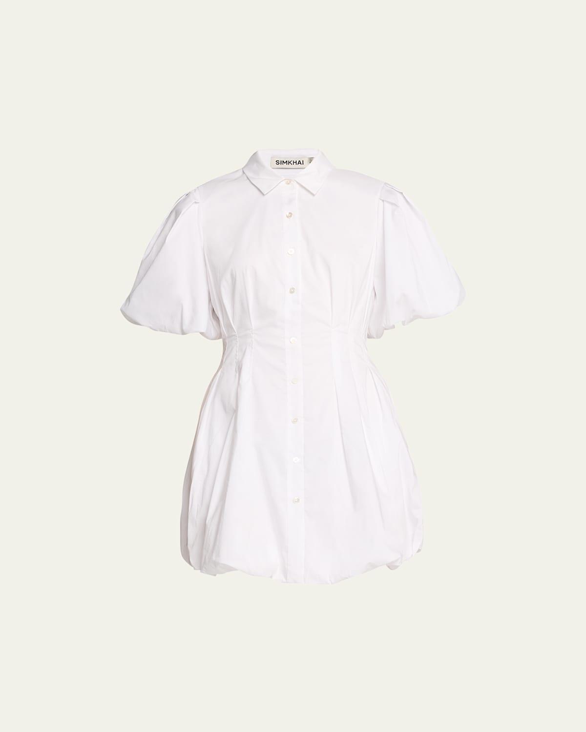 Womens Cleo Puff-Sleeve Pintuck Minidress Product Image