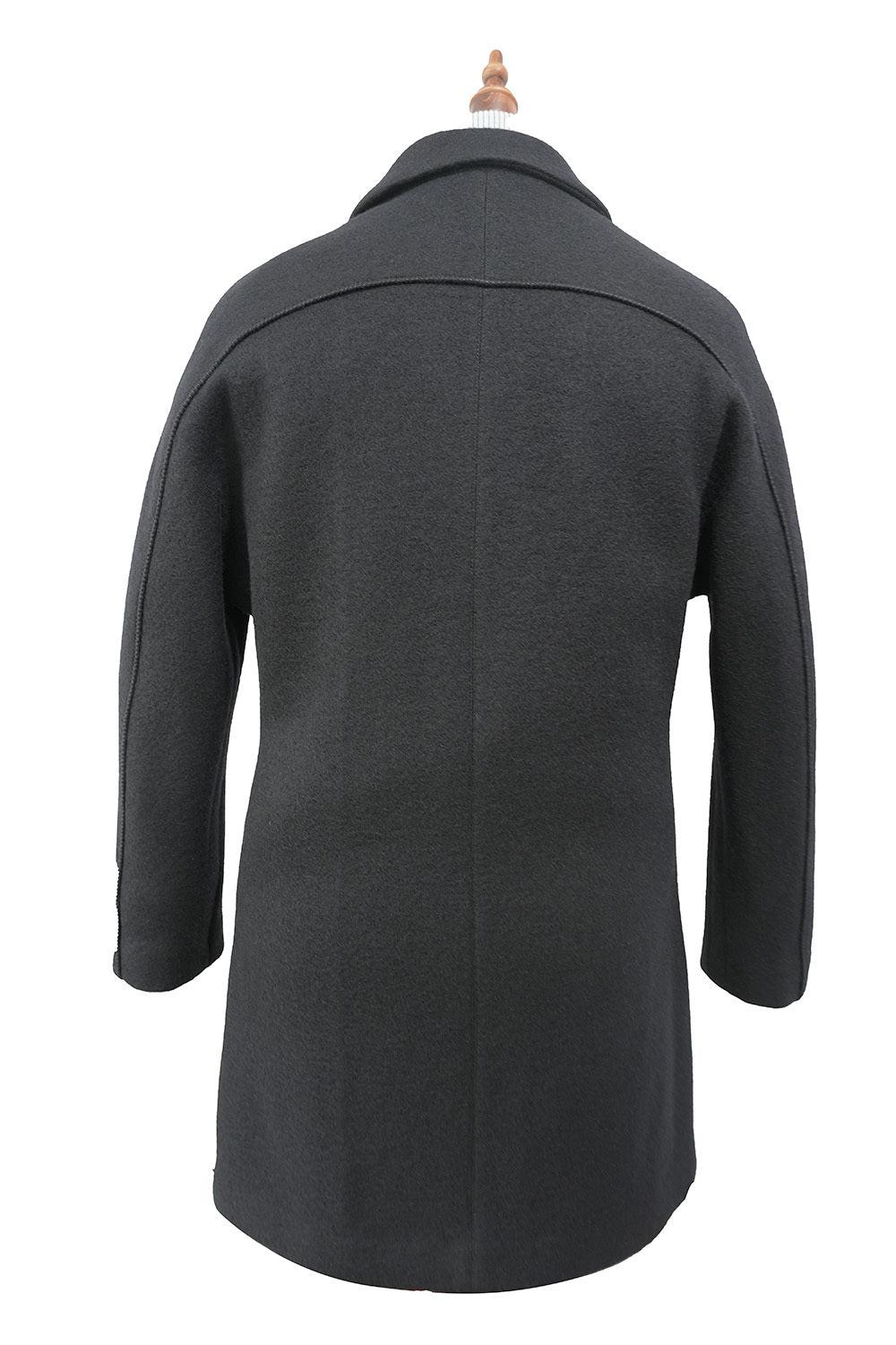 (XL) 100% Wool 3 Button Top Coat in Black Product Image