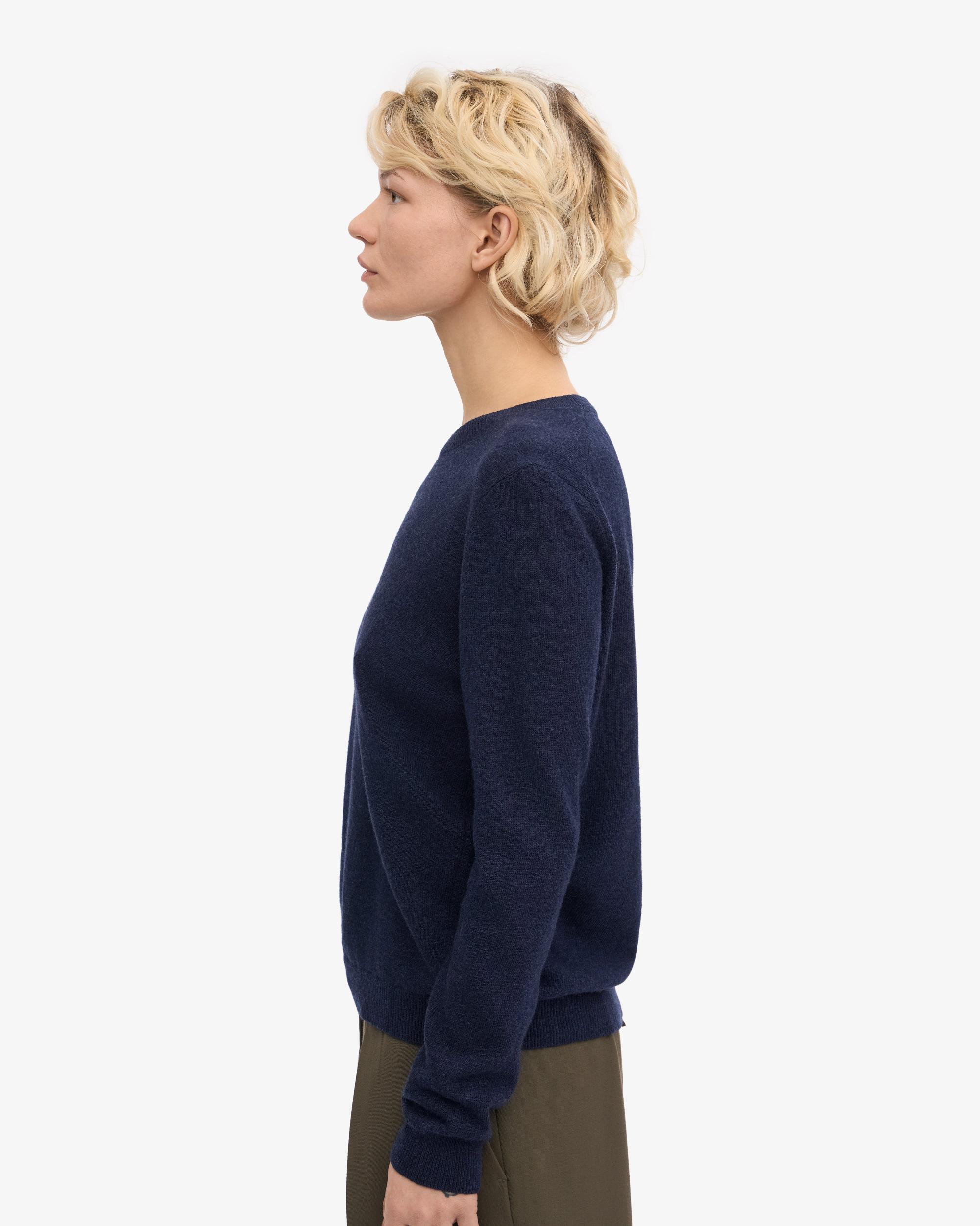 Women Light Merino Wool Crew - Marine Blue Product Image