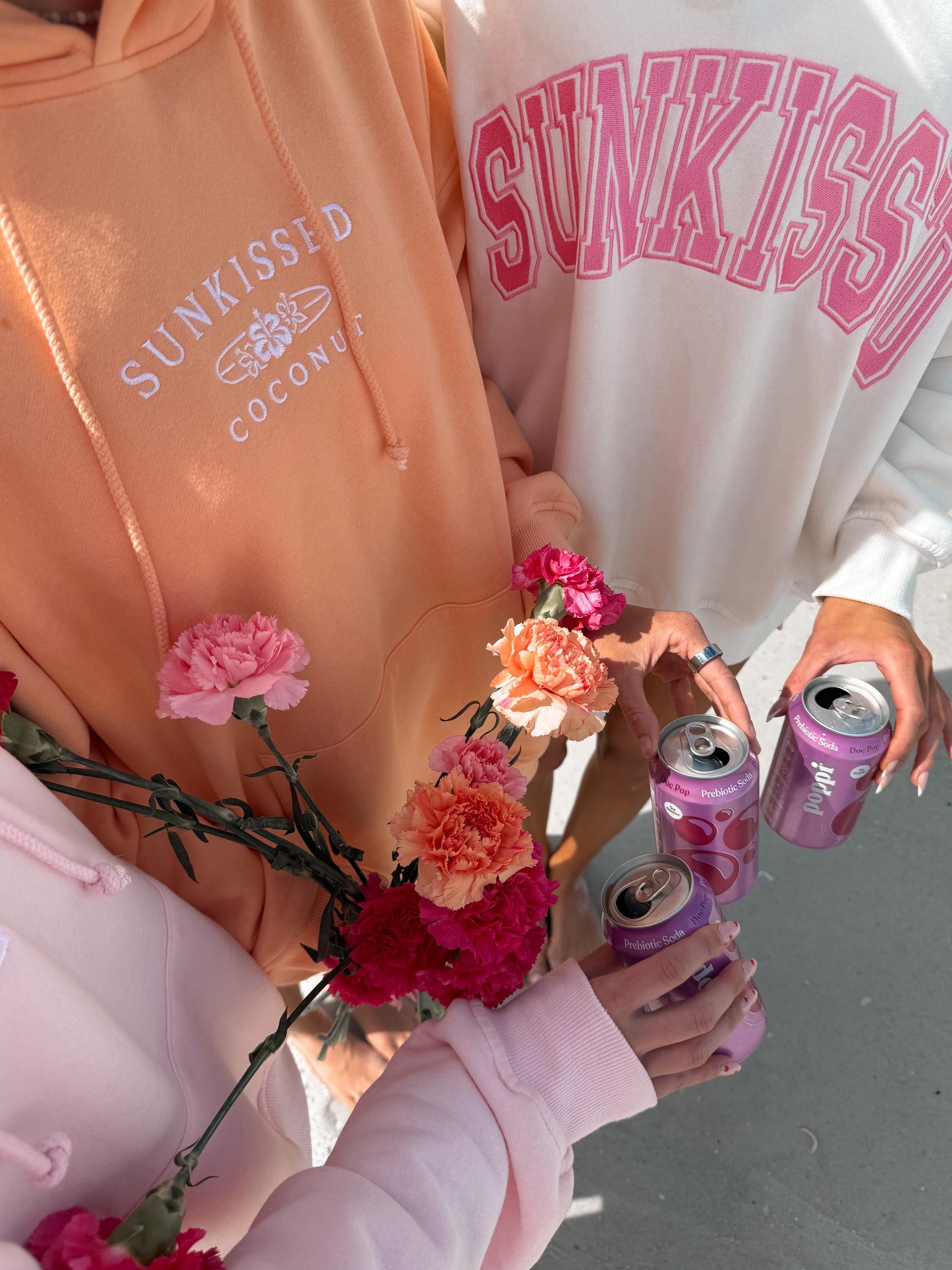 Sherbet Orange Sunkissedcoconut Embroider Hoodie Product Image