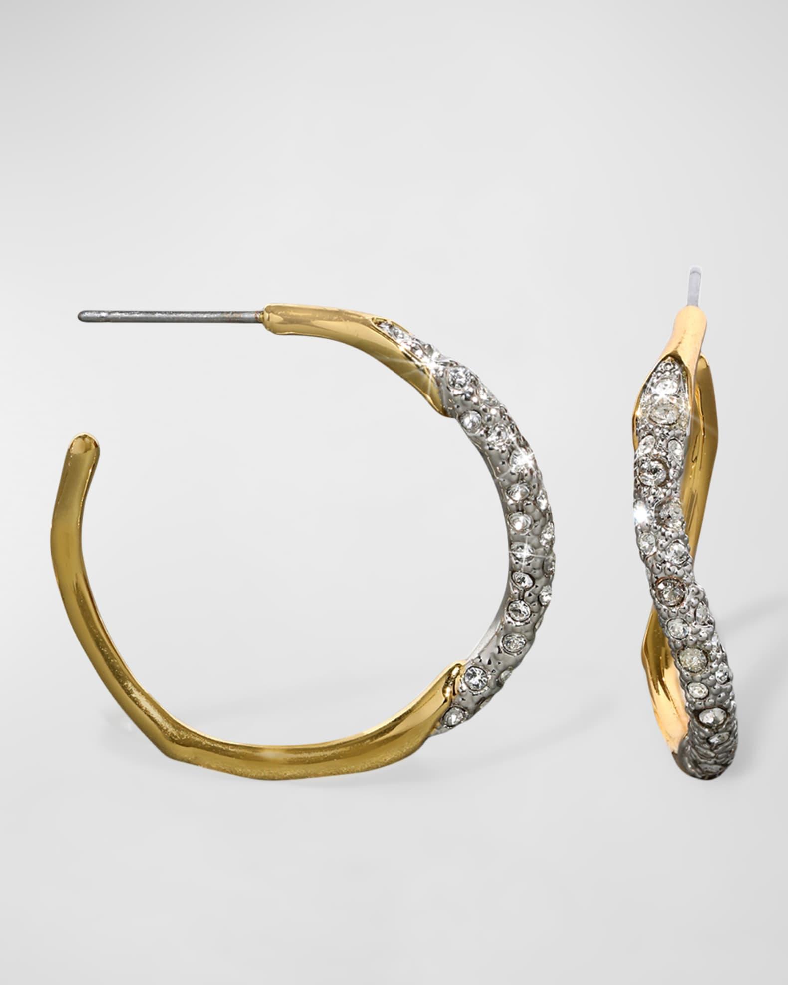 Medium Two-Toned Pave Hoop Earrings Product Image
