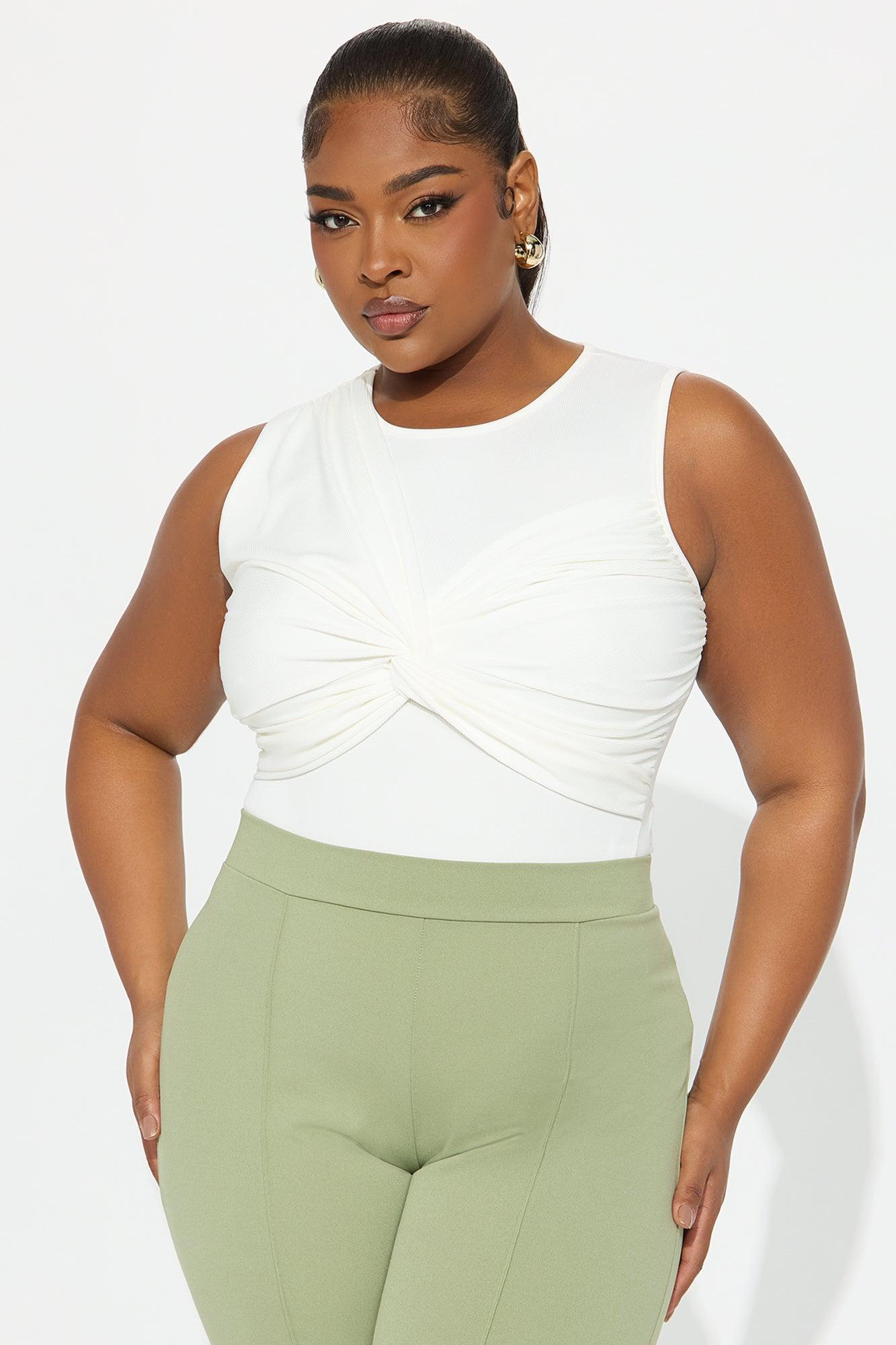 With A Twist Ribbed Bodysuit - Ivory Female Product Image