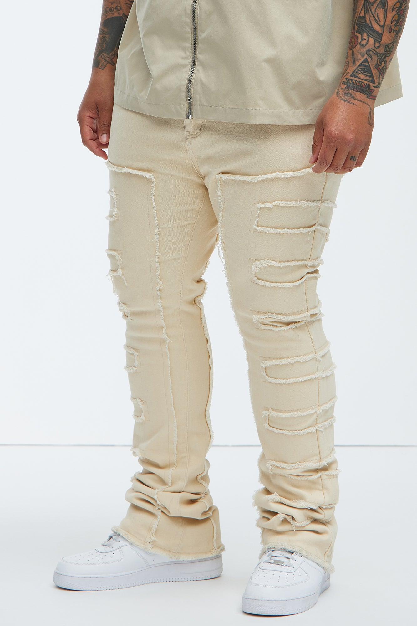 Over The Top Stacked Skinny Flare Pants - Off White Product Image