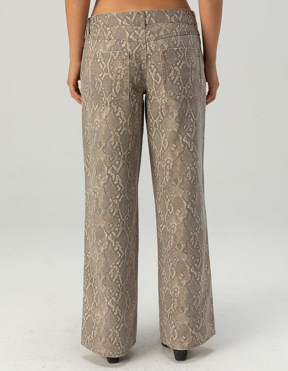 WEST OF MELROSE Snake Low Rise Womens Baggy Jeans - TAN Product Image