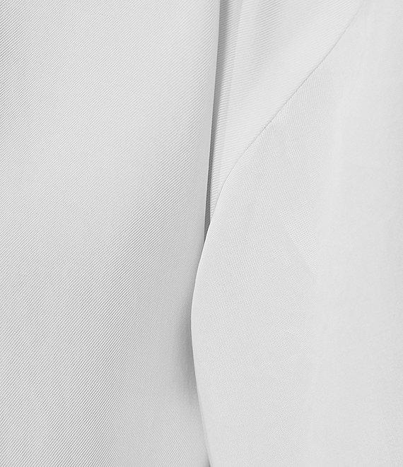 Le' AL.X Woven Crew Neck Dropped Short Sleeve Split Hem Blouse Product Image