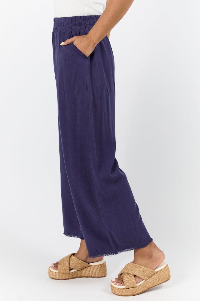 Look Your Best Navy Frayed Detail Ankle Length Pants FINAL SALE Product Image