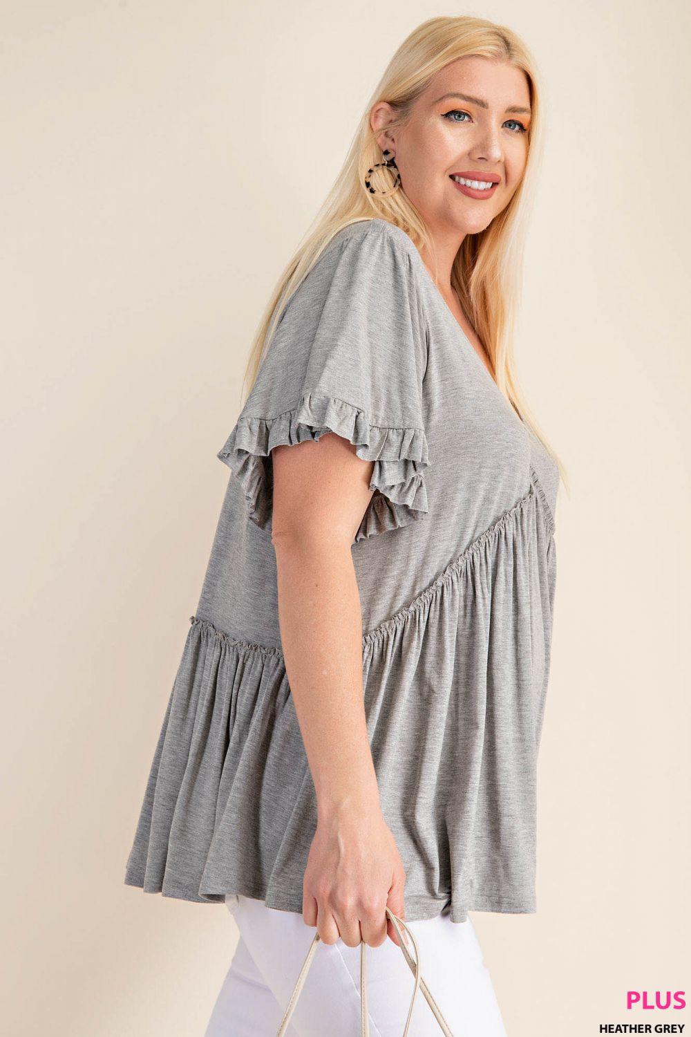 7275   Gracie Bell Sleeve Ruffle Top - Reg & Plus! Product Image