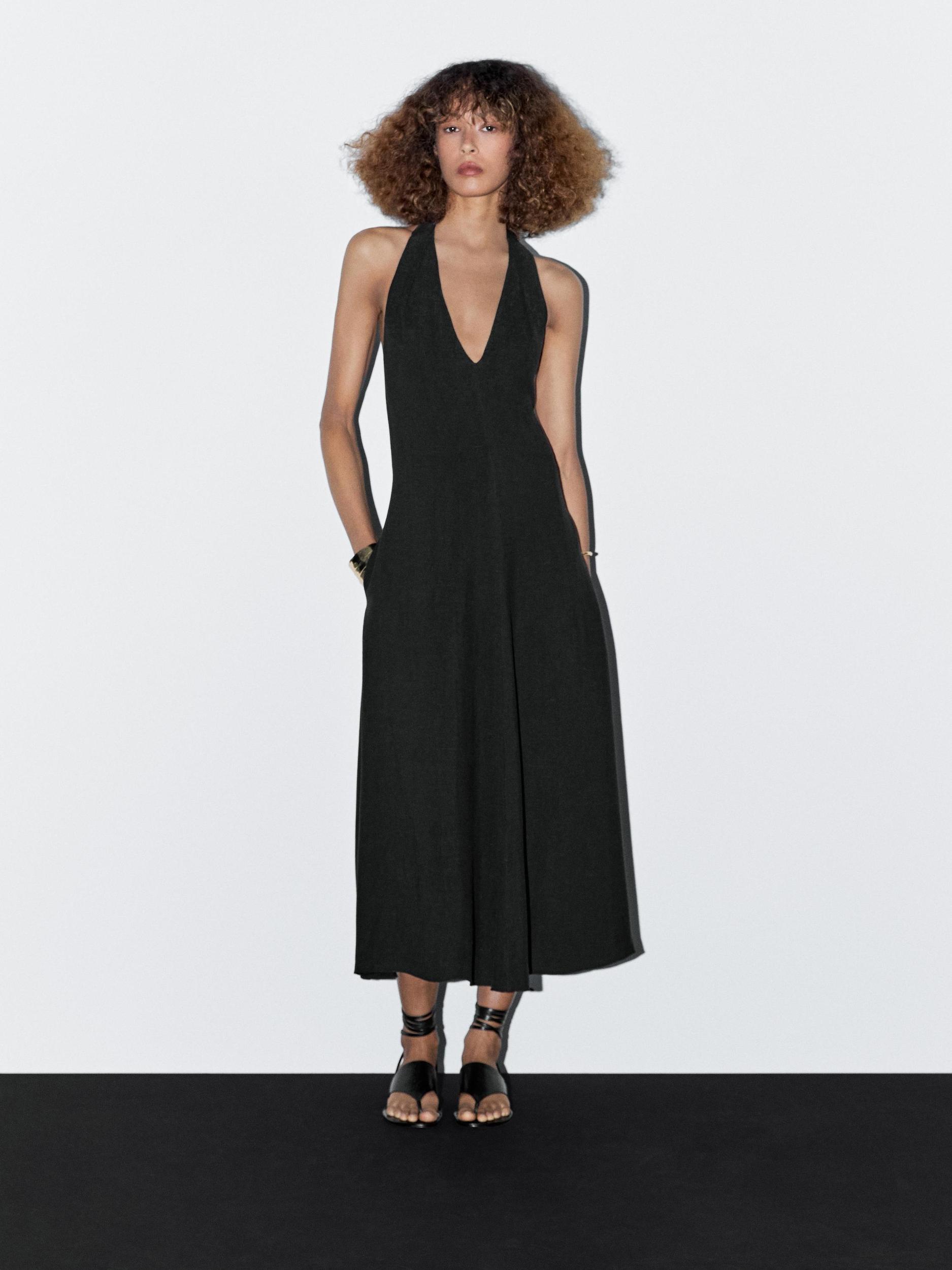 Halter midi dress with low-cut back Product Image