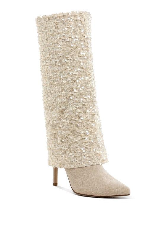 Sin City Sequinned Fold-Over Calf Boots Product Image