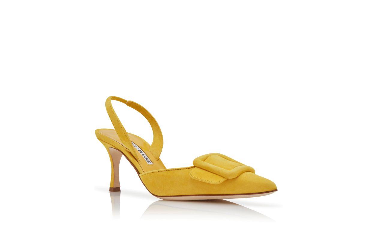MAYSLI Yellow Suede Slingback Pumps Product Image