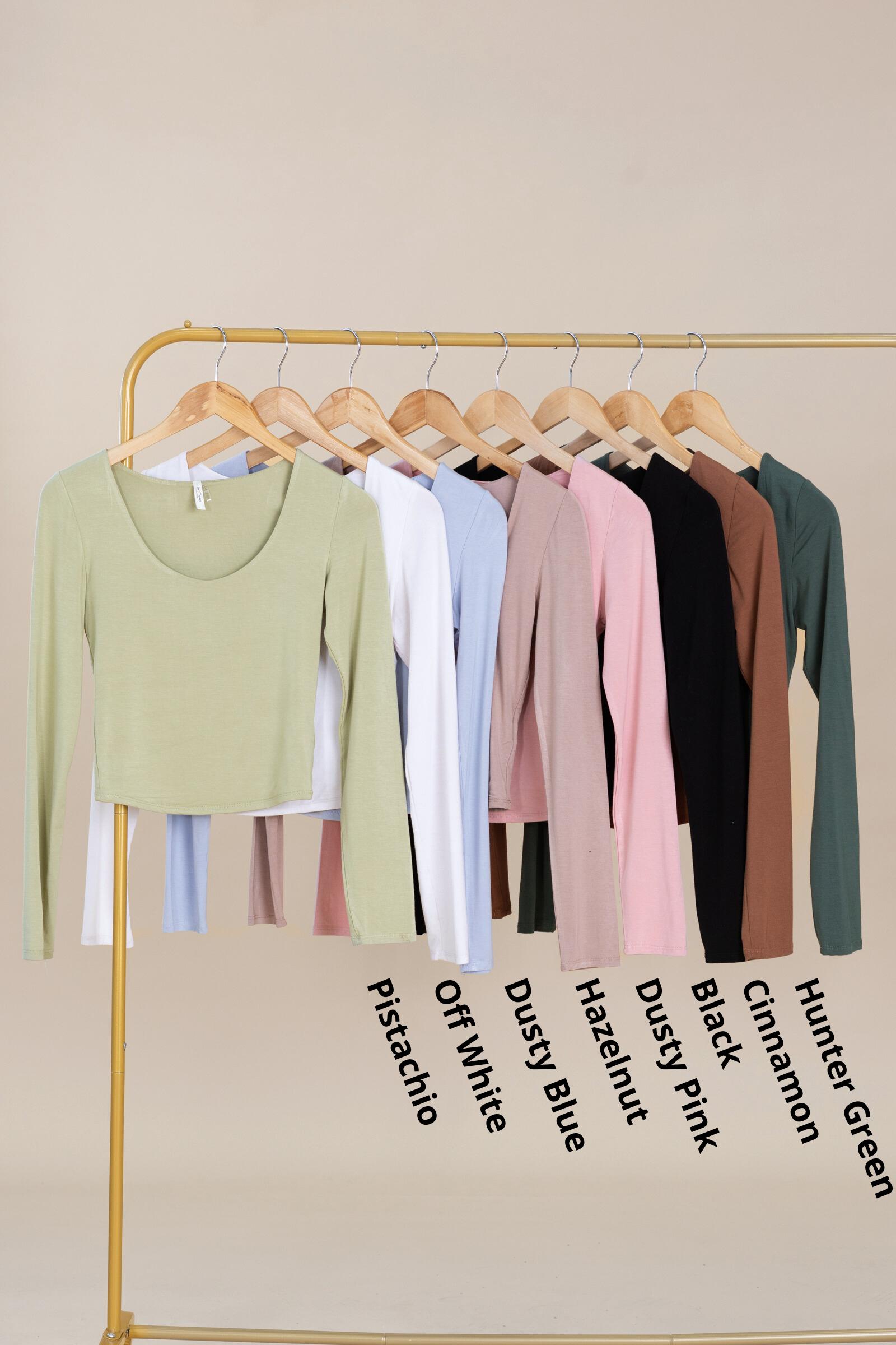 Double Layer Scoop Neck Long Sleeve Top Product Image