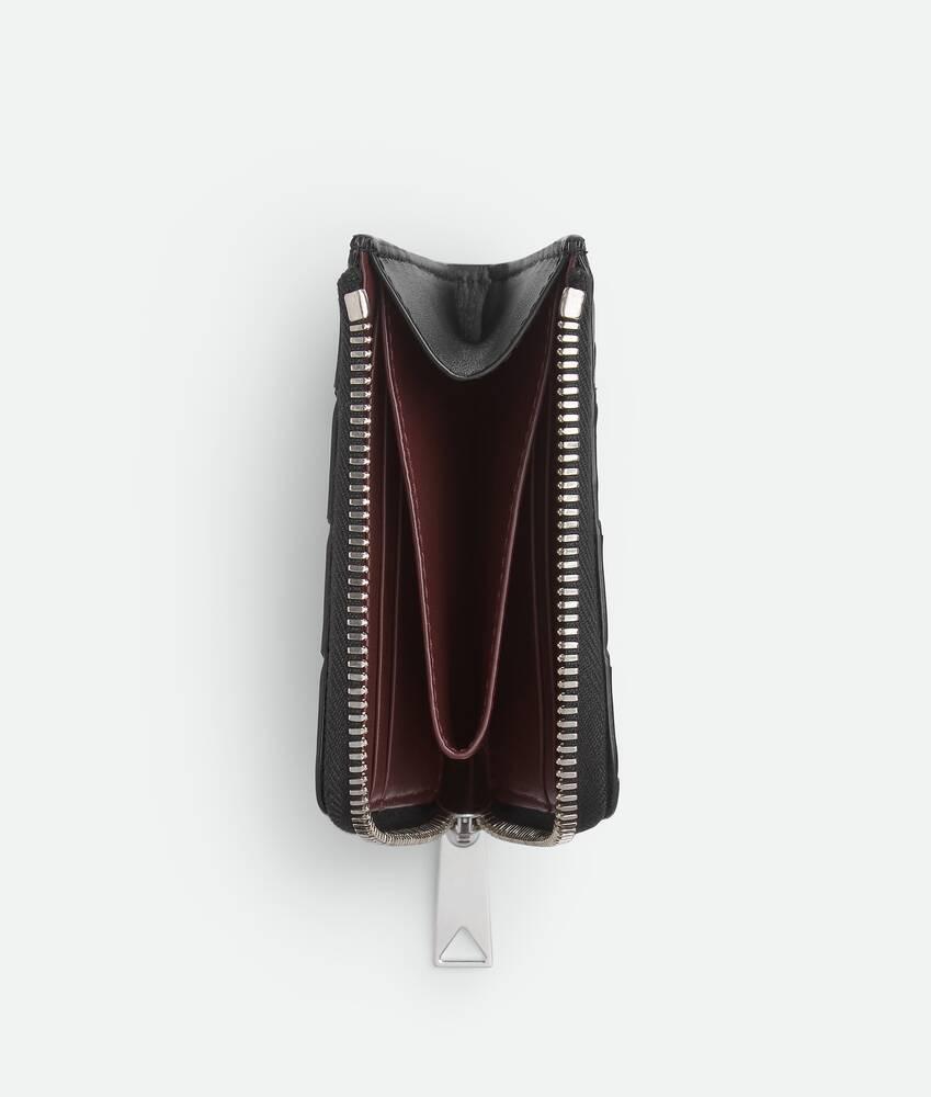 Men's Intrecciato Square Zip Around Wallet in Black/madder brown Product Image