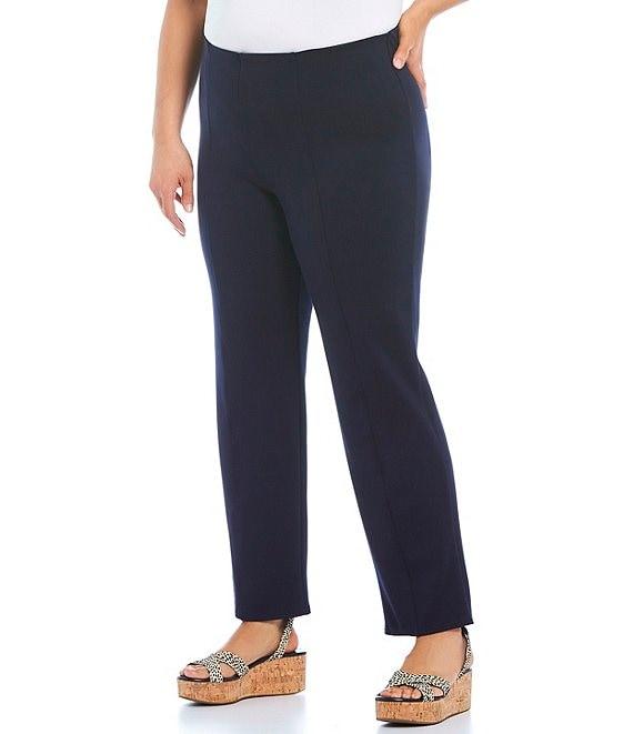 Slim Factor by Investments Plus Size Ponte Knit No Waist Slim Straight Pants Product Image