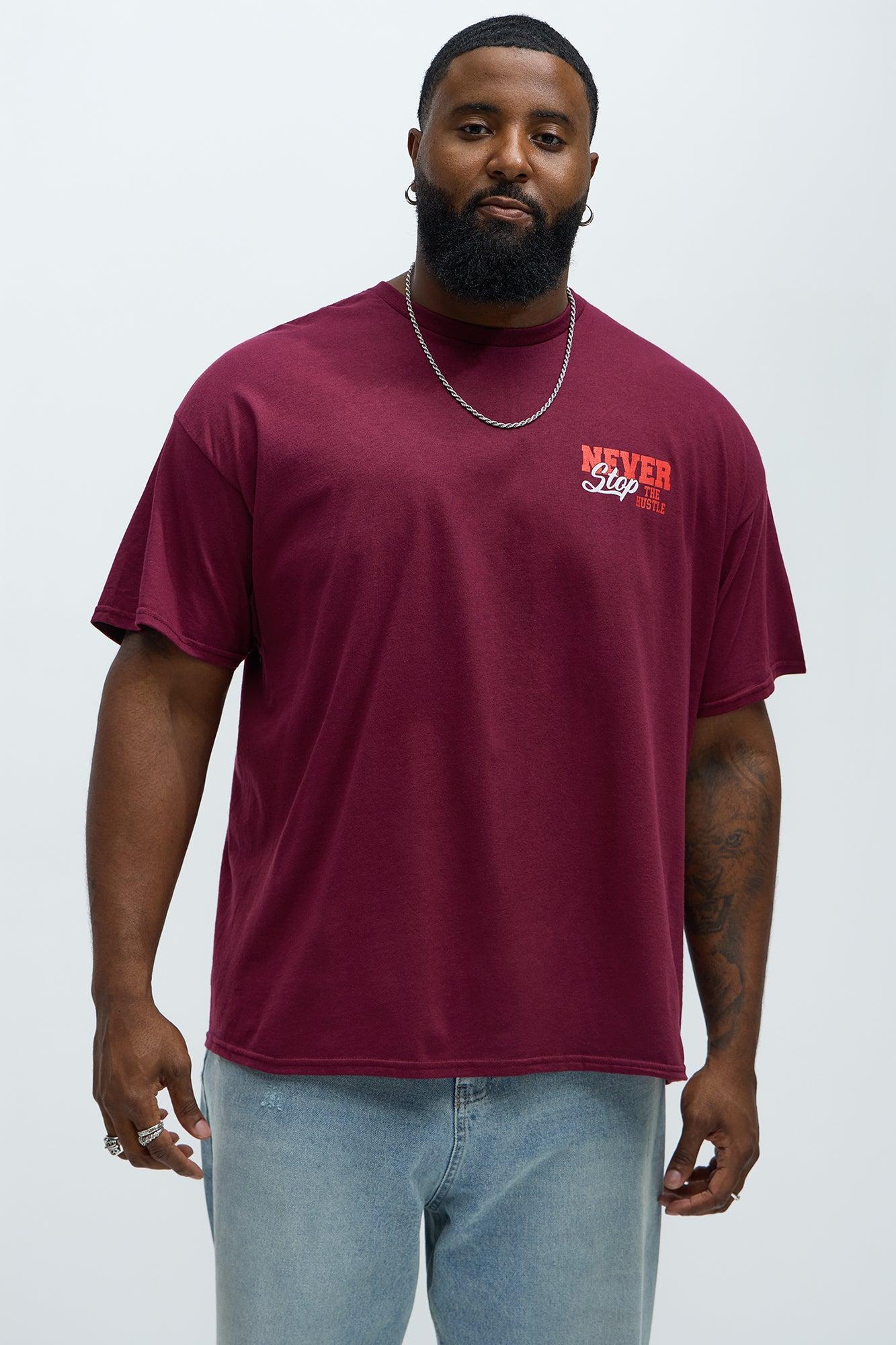 Never Stop The Hustle Short Sleeve Tee - Burgundy Product Image