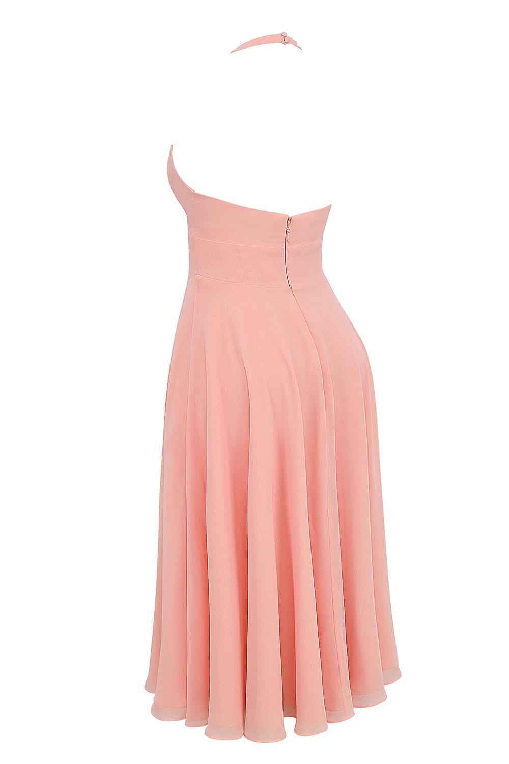 Solada  peach georgette halter sundress Product Image