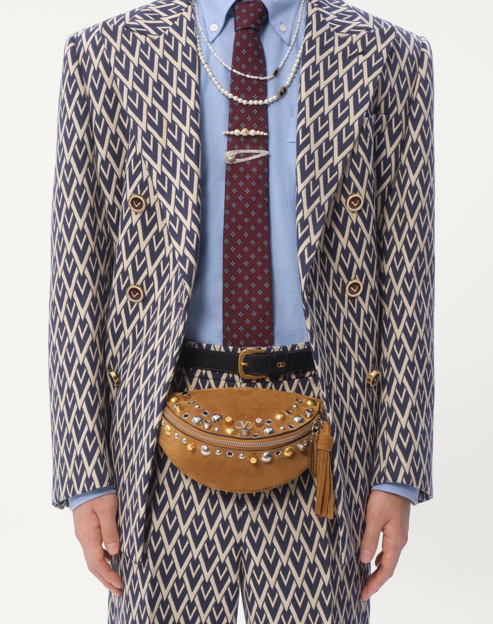 Double-Breasted Wool Jacket With Jacquard Toute La V Pattern Product Image