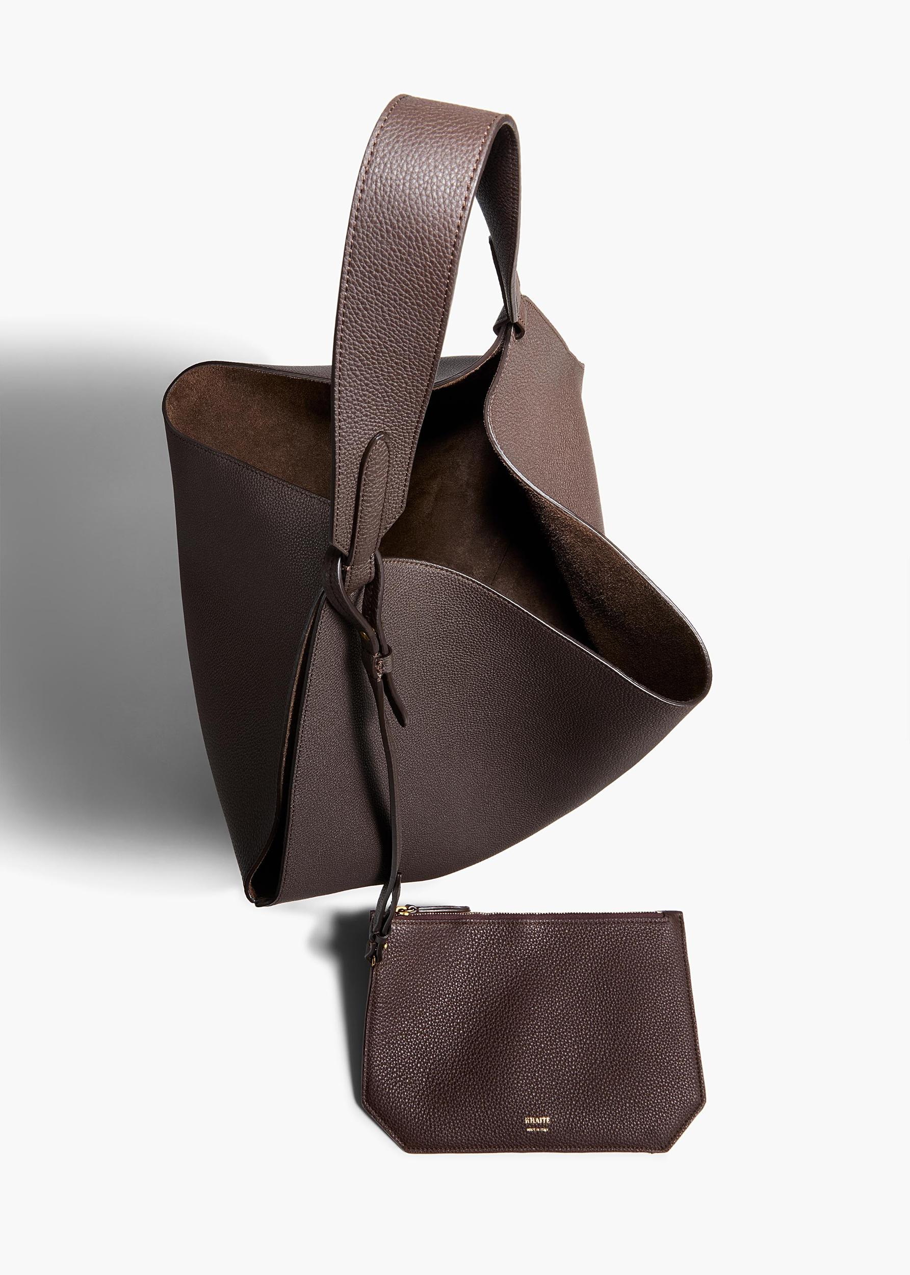 Medium Lotus Tote in Espresso Pebbled Leather Product Image