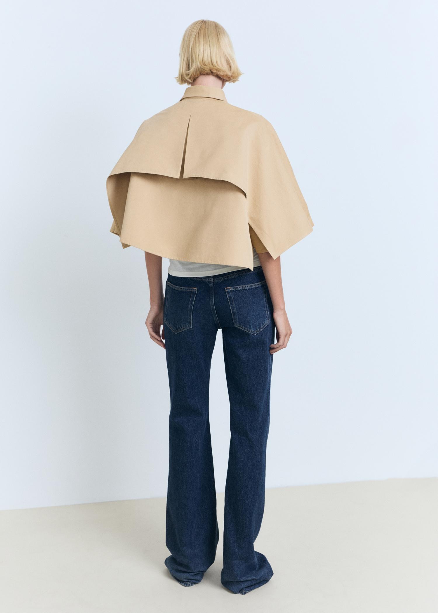 Cape-style cropped trench coat - Women | MANGO USA Product Image