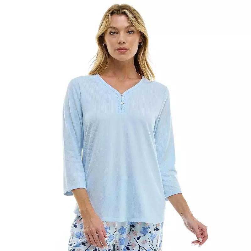 Petite Croft & Barrow® Cozy Luxe Rib Sleep Top, Women's, Size: Small Petite, Fresh Air Product Image