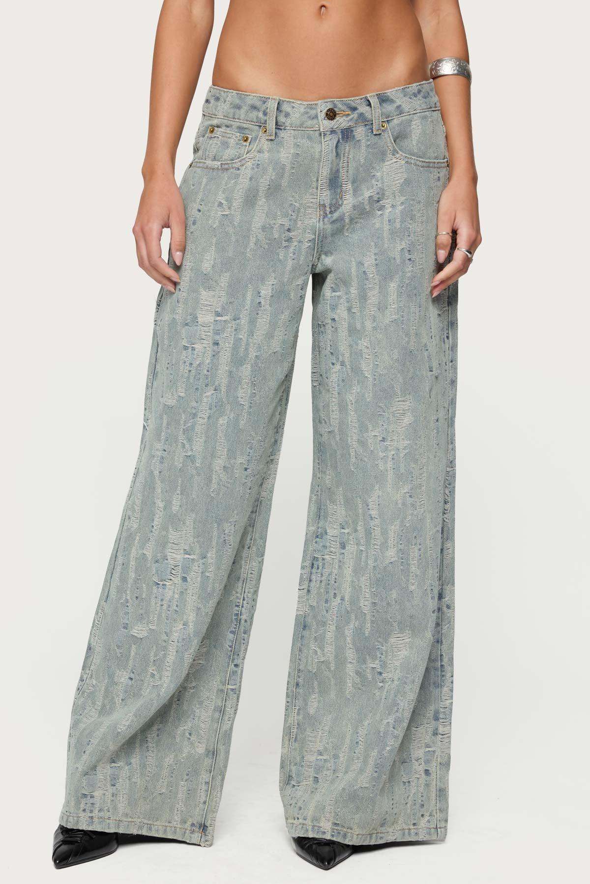Blaze Distressed Low Rise Baggy Jeans Product Image