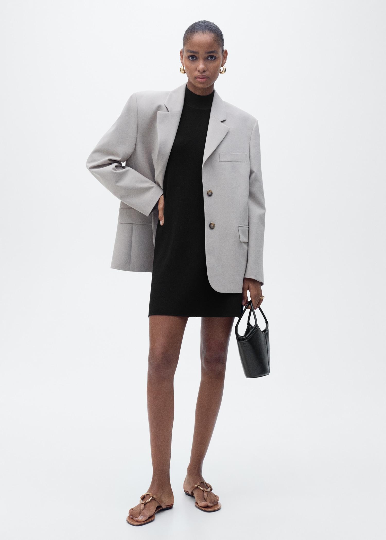 Perkins-neck knitted dress - Women | MANGO USA Product Image