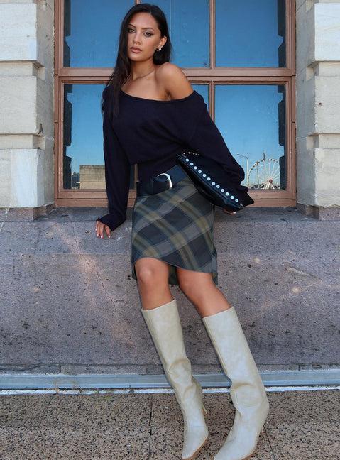 Shoreline Midi Skirt Blue Check Product Image